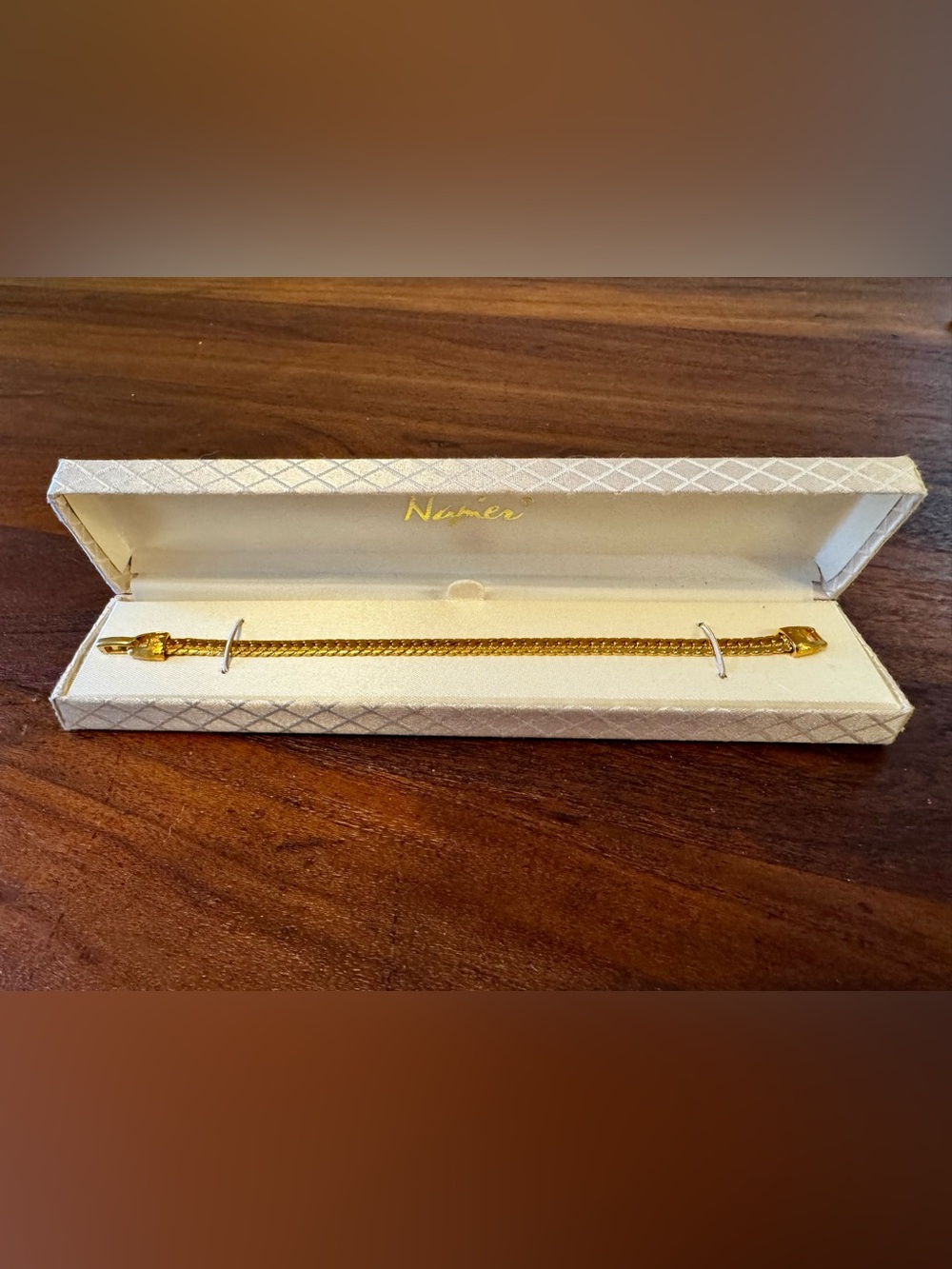 Vintage Napier Bracelet Gold Tone Woven Braided Snake Chain In Original Box 7”